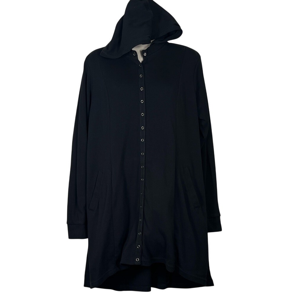 Linea by Louis Dell'Olio black long cardigan‎ hoodie jacket sweatshirt Sz Small